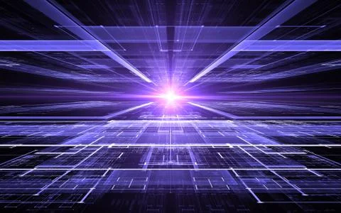 Abstract perspective futuristic technology background. Time warp, Cyberspace. Stock Illustration