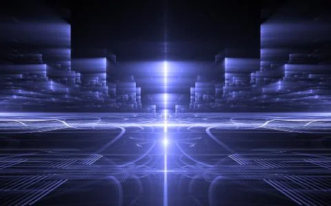 Abstract perspective futuristic technology background. Time warp, Cyberspace. 스톡 일러스트