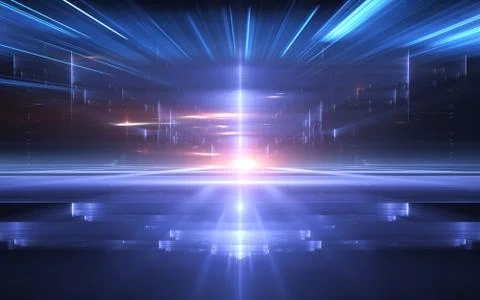 Abstract perspective futuristic technology background. Time warp, Cyberspace. Stock Illustration