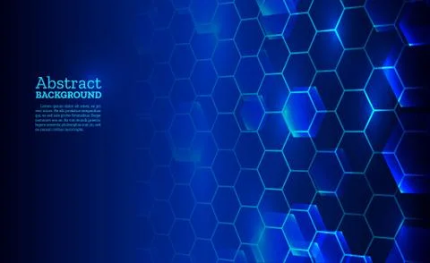 Abstract perspective hexagons on the blue background. Design templates for sc イラスト素材