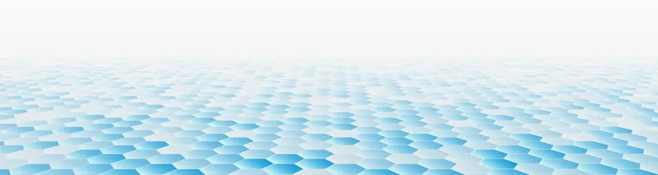 Abstract Perspective with hexagons. Polygonal 3d background. Wide Gradient mo Stock Illustration
