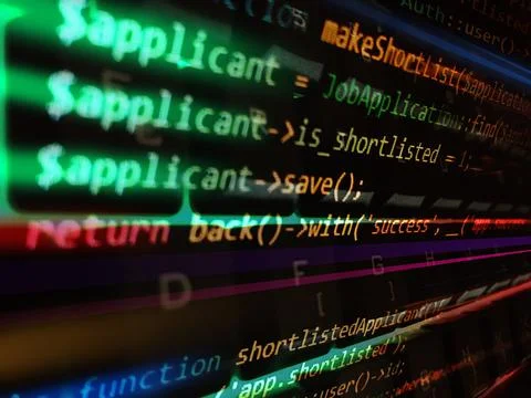 Abstract perspective looking theme with programming language Stock Illustration