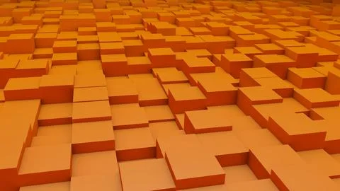 Abstract perspective modern architecture 3D background with orange cubes on.. Stock Illustration