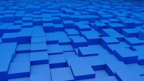 Abstract perspective modern architecture 3D background with blue cubes on t.. Stock Illustration