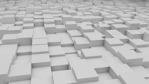 Abstract perspective modern architecture 3D background with white cubes on .. Stock Illustration
