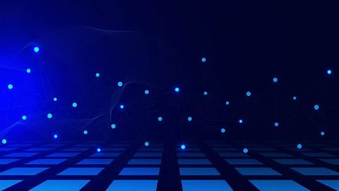 Abstract perspective rectangle with connecting dots and lines. Stock Illustration