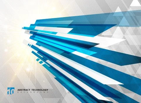 Abstract perspective technology geometric blue color shiny motion background 스톡 일러스트
