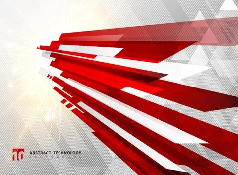Abstract perspective technology geometric red color shiny motion background a Stock Illustration