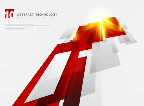 Abstract perspective technology geometric red color shiny motion background a Illustrazione stock
