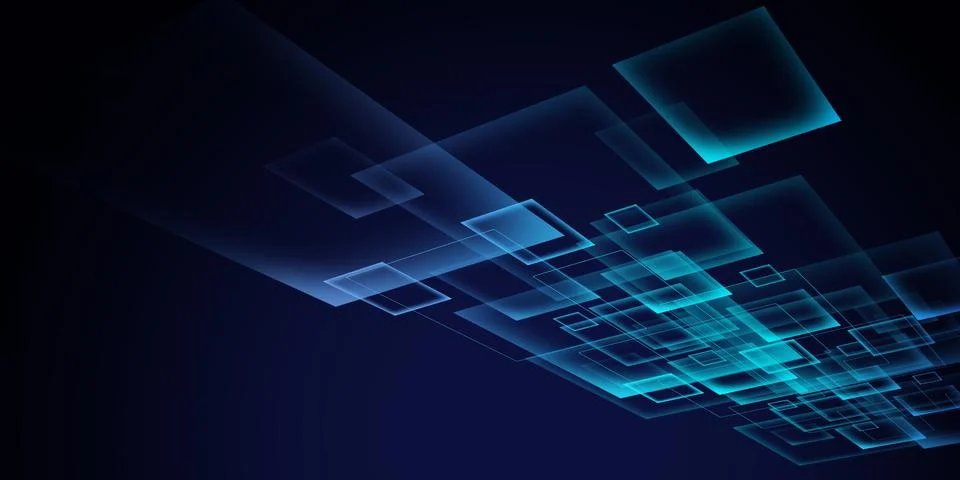 Abstract perspective technology square blue background Stock Illustration