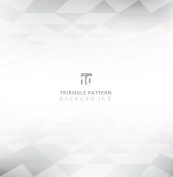 Abstract perspective triangles pattern on gray and white color background tex Illustrazione stock