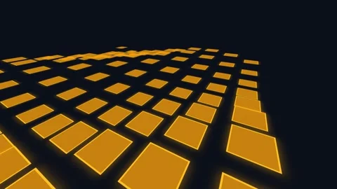 Abstract perspective view of glowing orange squares on a dark background Stock Footage 335145781