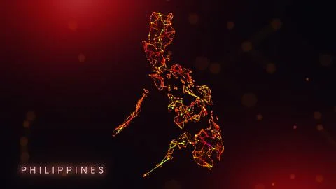 Abstract Philippines Map Digital Network Background With Red And Orange Ple.. Illustrazione stock