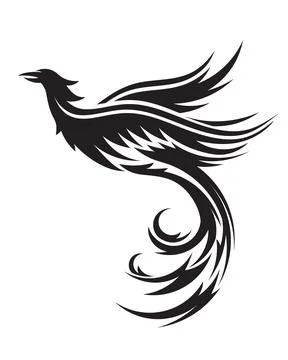 Abstract Phoenix flying fire bird vector Stock Illustration
