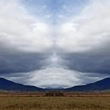Abstract Photo Collage of Dramatic Mountain Pasture Sky 2 Stock Photos