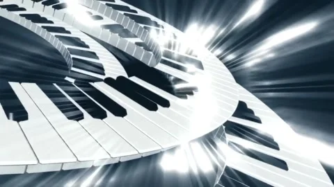 Abstract  piano music background with rays Stock Footage 255028679