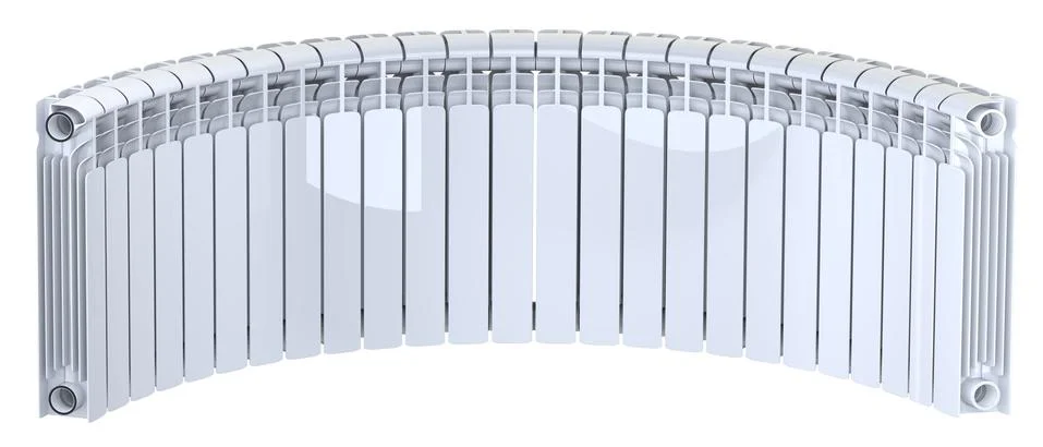 Abstract picture - a long set of sections of aluminum radiator arranged in a Stock Illustration