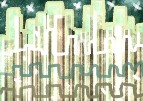 Abstract picture with scribble, brown, lime and green color Ilustración de archivo