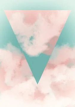 Abstract picture with a triangle in the clouds. Mint,pink color Ilustración de archivo