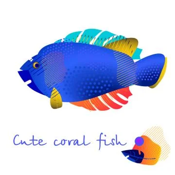 Abstract picture. Tropical fish. Bright neon fluorescent colors. Coral fish Stock Illustration