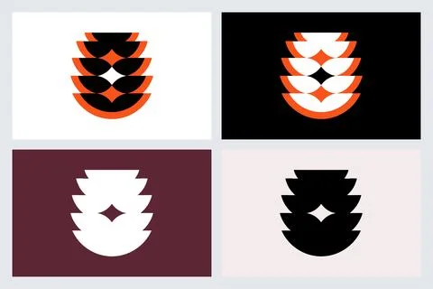 Abstract Pine Cone Geometric Logo Set Stock Illustration