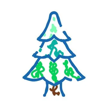 Abstract pine tree doodle illustrating winter holidays Stock Illustration