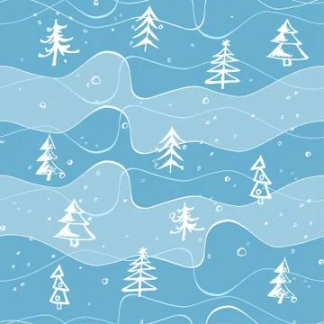 Abstract pine tree forest seamless pattern Stock Illustration