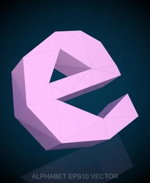 Abstract Pink 3D polygonal E with reflection. EPS 10 vector 스톡 일러스트