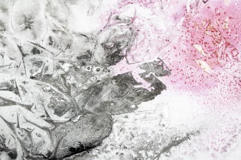 Abstract pink and back ink marble cracked background creative swirl paint 库存插图