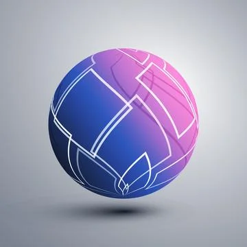 Abstract Pink and Blue Translucent Patterned Lit Globe Design with Intersec.. Stock Illustration