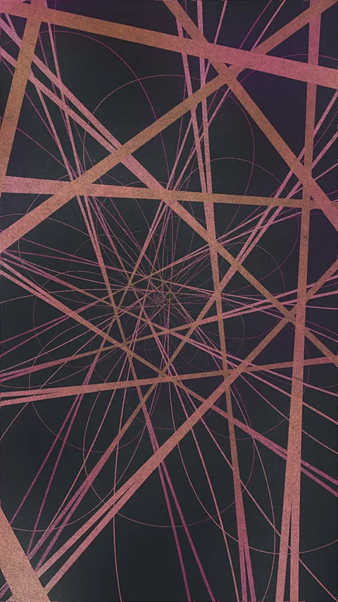 Abstract Pink And Copper Line Animation On Dark Gray Background Stock Footage 302242147