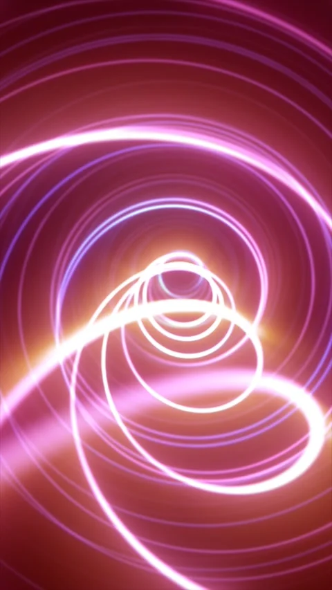 Abstract pink and orange light tunnel with glowing circular trails, creatin.. Stock Footage 323873701