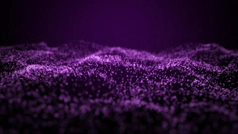 Abstract pink and purple waves made of spontaneously moving particles Stock Footage 256646378