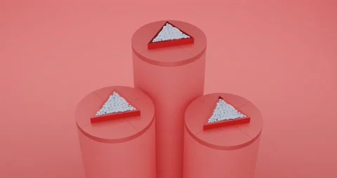 Abstract pink and white 3 cylinder and triangle pedestal podium 4K Video Stock Footage 172260659