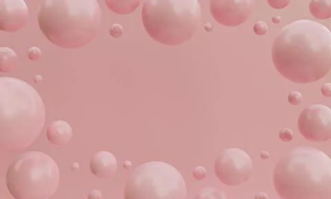 Abstract pink background. 3d pink rendering with colorful sphere balls.	 Illustrazione stock