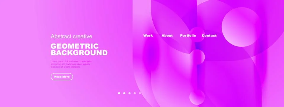 Abstract pink background features flowing shapes, text elements, navigation.. Illustrazione stock