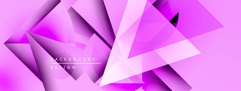 Abstract pink background features geometric shapes. Sharp angles create dynamic Illustrazione stock