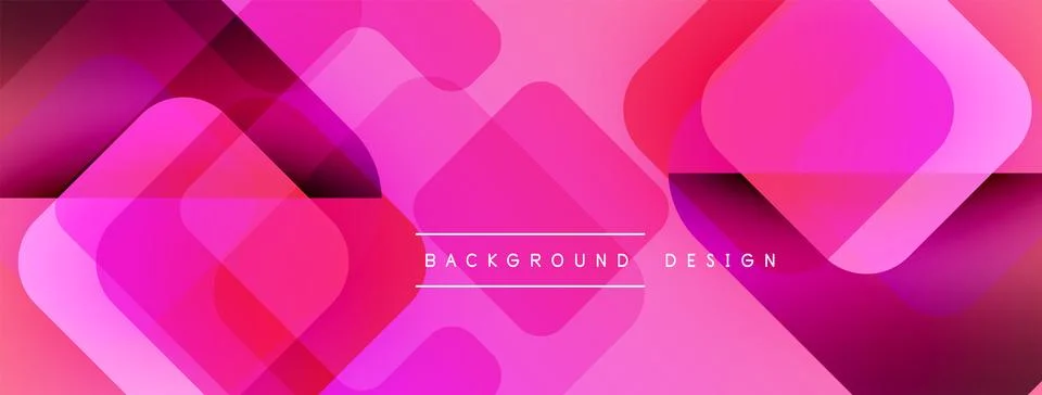 Abstract pink background features overlapping squares, rectangles. Gradient Stock Illustration