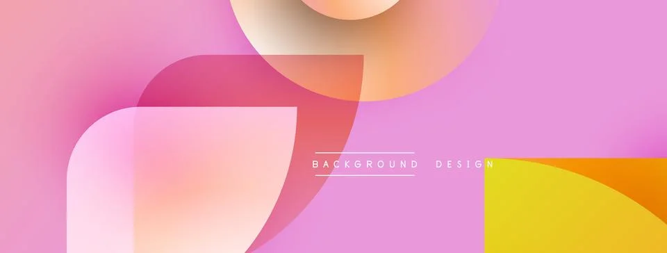 Abstract pink background features overlapping rounded shapes. Colors include Stock Illustration