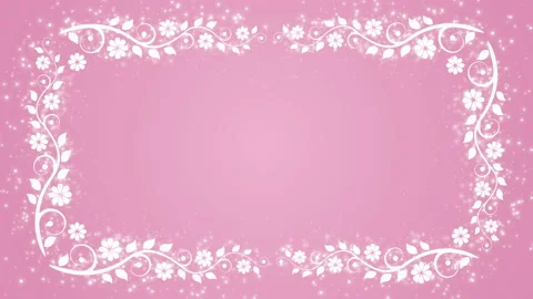 Abstract pink background with flower frame and glowing particles Stock Footage 89706983