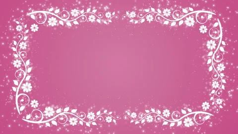 Abstract pink background with flower frame and glowing particles Stock Footage 89707207