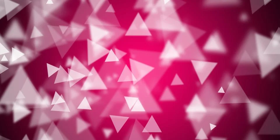 Abstract pink background with flying triangular shapes Stock Illustration