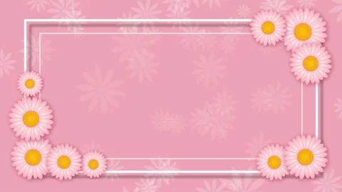Abstract pink background with frame and white flowers Stock Footage 87489076