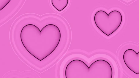 Abstract Pink Background Loop - 3D Heart shapes emitting 2D outlines Stock Footage 278609652