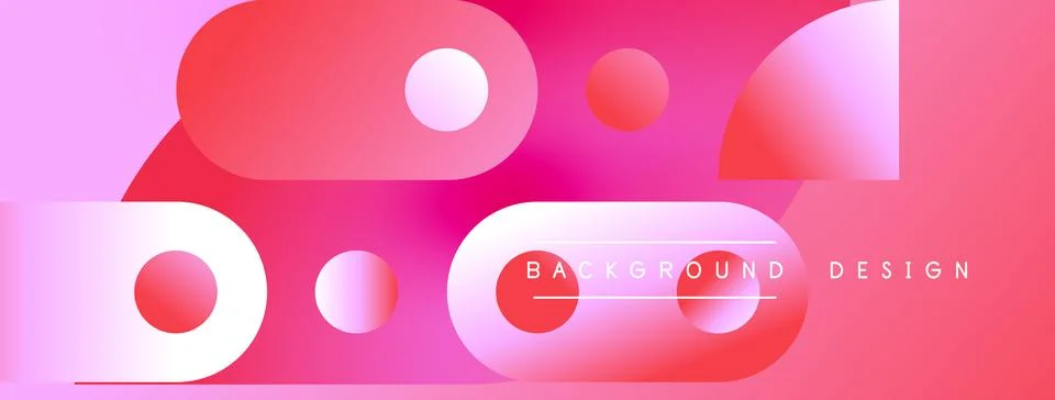 Abstract pink background. Overlapping circles, squares create dynamic visual Illustrazione stock