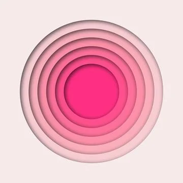 Abstract pink background with paper cut circles Stock Illustration
