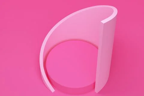 Abstract pink background with platform and swirling figure. Top view. 3d Stock Illustration