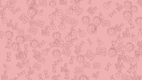 Abstract Pink Background with Random Symbols and Shapes. Stock Footage 322980025