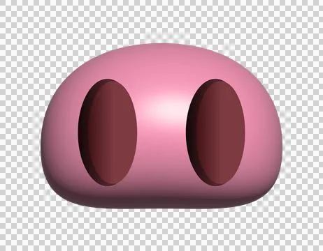 Abstract pink blob icon with two dark oval indentations, minimalist 3D render Stock Illustration