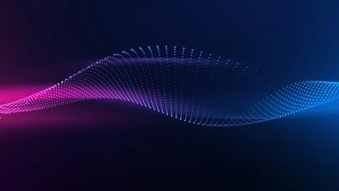 Abstract pink blue gradient space waves cinematic glow. Blue pink particle .. Illustrazione stock
